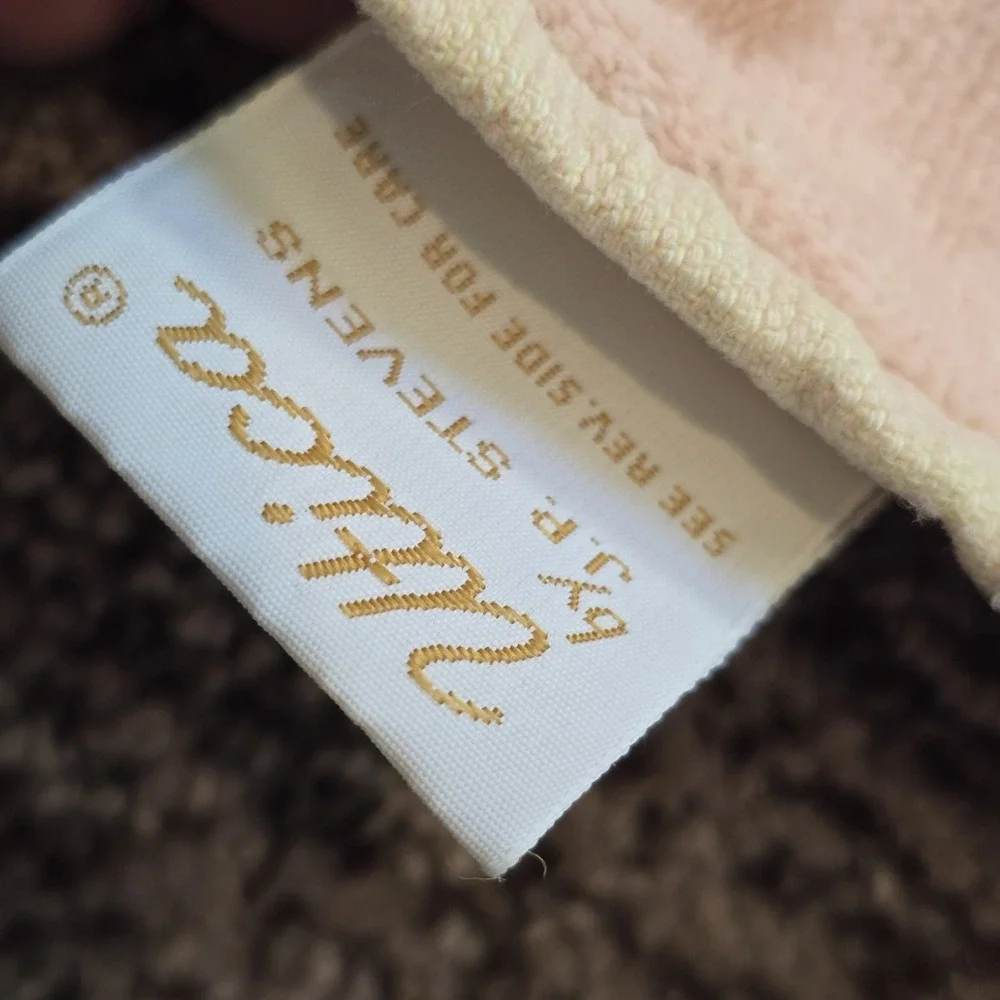 2 Vintage Pink‎ White Floral Bath Towels Stevens Utica MCM 70s Medallion Retro